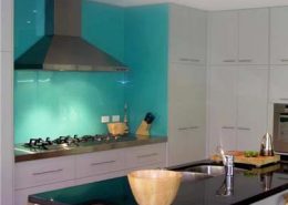 kitchen room scene colored glass paint