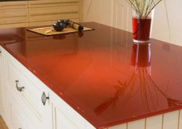 Red Glass Paint Colored Counter Top